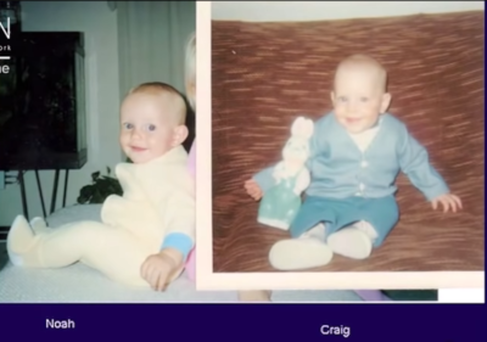 Foto comparativa de Noah y Craig, siendo niños. Conferencia de Carol Bowman.
