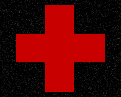 Cruz roja sobre fondo negro