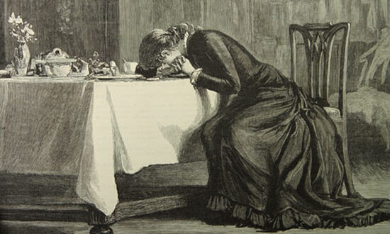 «Reader she married him: a broken-hearted Victorian woman», dibujado por Luke Fildes y publicado en 1880.